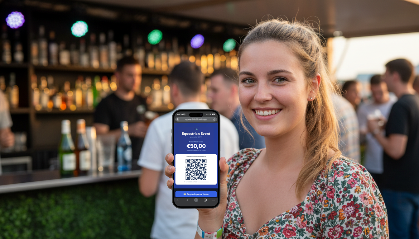Bezoekster toont haar E2PAY.nl wallet